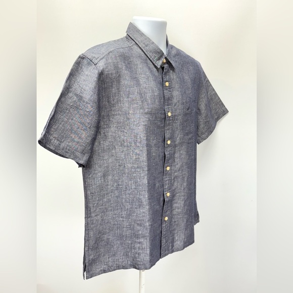 NAUTICA Men’s Blue chambray short sleeve shirt size L.‎ - Picture 7 of 12